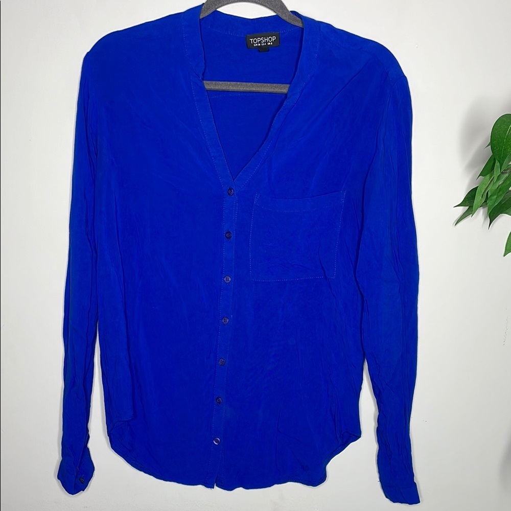 Topshop Blue Button Down Shirt